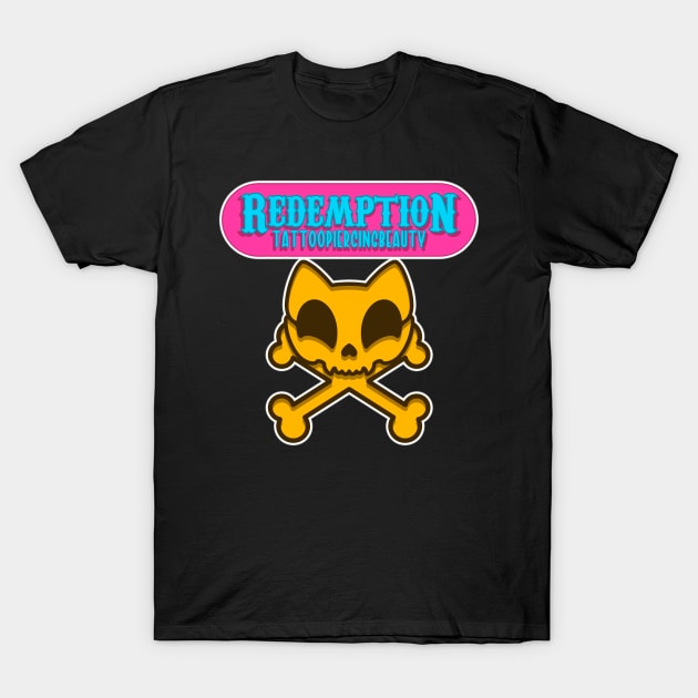 Redemption Happy cat skull T-Shirt by mellobunni